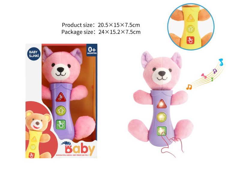 Plush Cat Baby Rattle With Light And Music