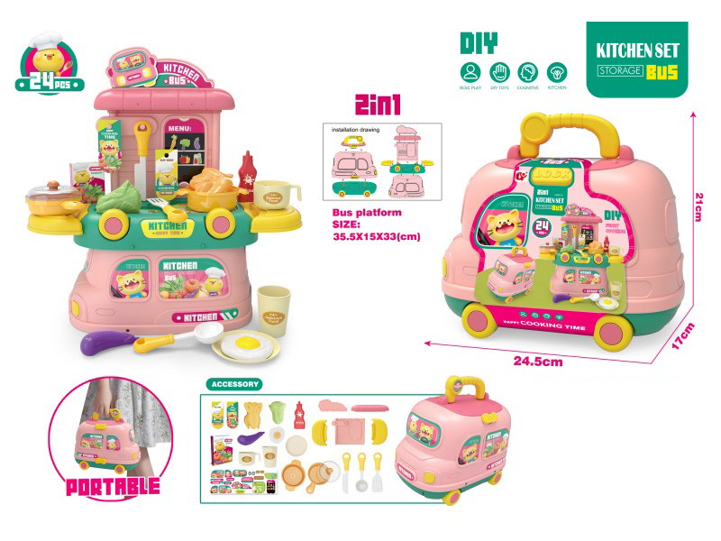 Bus House Kitchen Set, 24 Pcs