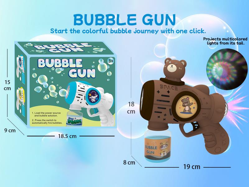 Bear Multi-Hole Automatic Bubble Gun (With Light) Rear Projection Light