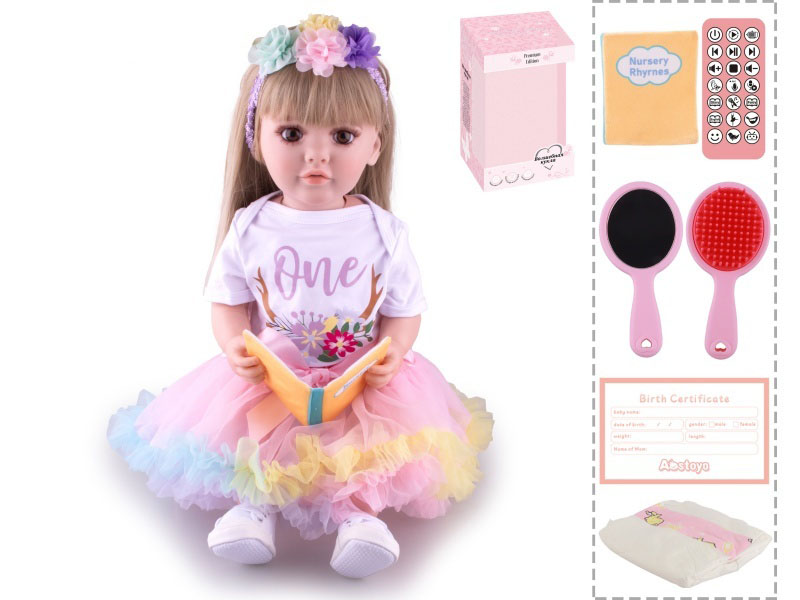 22-Inch Bionic Smart Rebirth Doll, Capable Of Bionic Shaking Of The Head, Raising Of The Hand, Mouth Movement To Speak, Intelligent Dialogue, Recording, Imitating The Tongue, Oral Skills, Dance Music