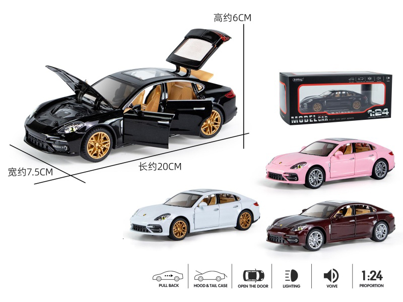 1pcs 1:24 Porsche Panamera Pull Back Alloy Six-Door Car Model With Sound And Lights