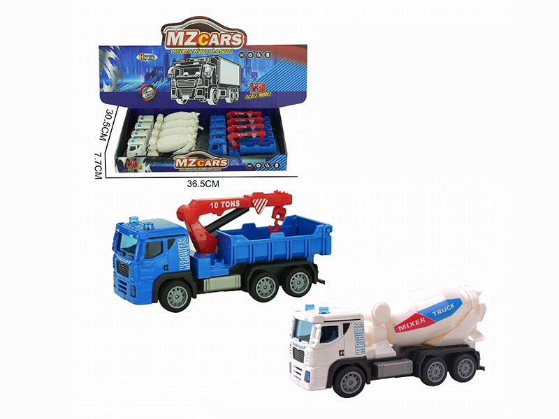 1:36 Pull Back Alloy Engineering Truck 8pcs