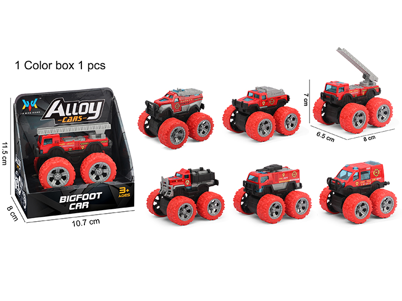 Pull Back Alloy Big Wheel Fire Engine