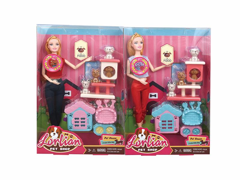 11.5" Solid Fashion Doll Pet House Set(Lights And Music)