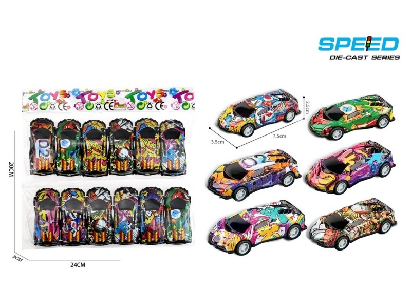 Pull Back Iron Graffiti Lamborghini Sports Cars 12pcs