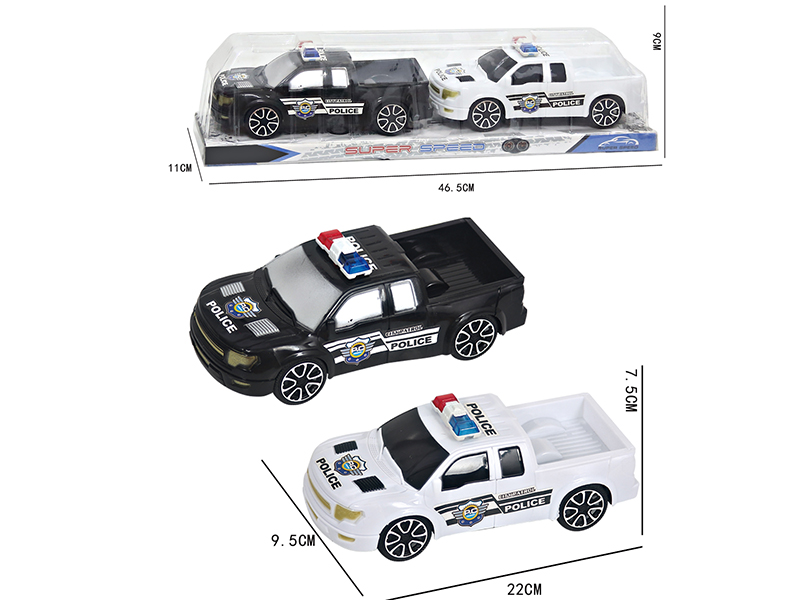 Friction Pickup Police Cars 2pcs