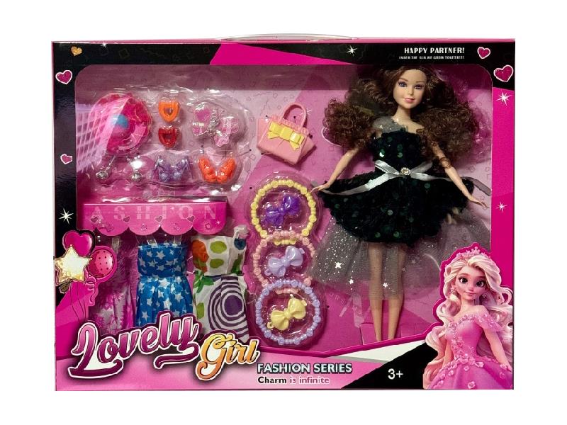 11.5" Solid Doll With Adornment Toys, Dress Up Set