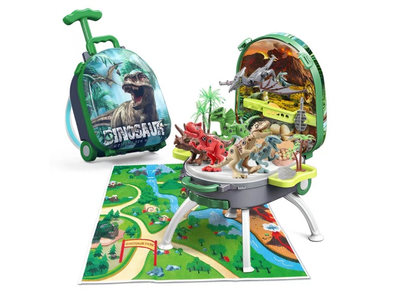 4-In-1 Portable Alloy Backpack Set With Handle Dinosaur Scene (Randomly Disassemble 2 Dinosaurs)
