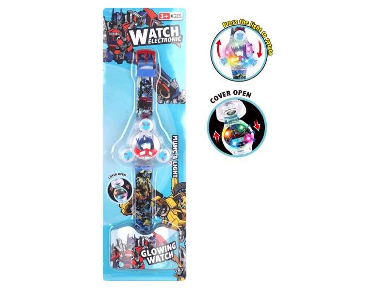 Three Head Deformable Rotating Light Music Watch