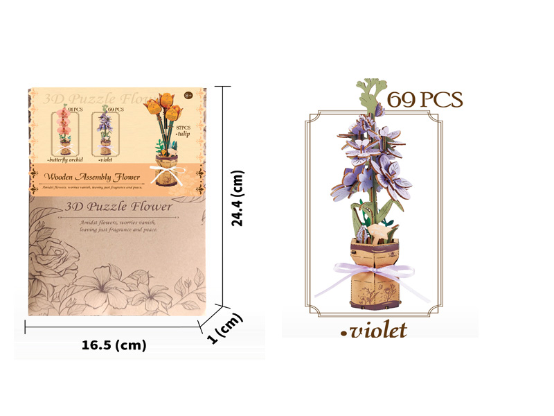 Diy 3D Wooden/Wooden Flower/Assembly Flower/Wooden Assembly Model Flower/Tulip