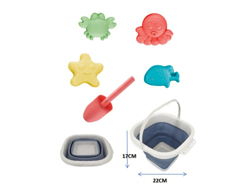 Fold Sand Bucket Beach Toys 6PCS