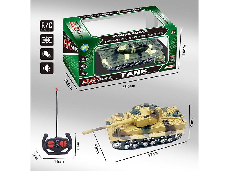 1:32 99 / Tiger-Style Painted Camouflage Tank, 4-Way Remote Control Vehicle, With Lights And Sound