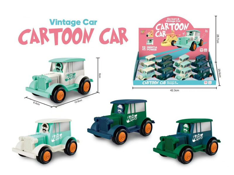Inertial Drive For Vintage Cars, Macaron And Green Mixed Packaging, 12 Pieces Per Box