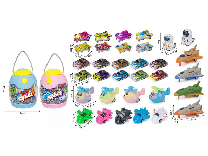 Space Capsule Pull Back Cars, Airplanes Set