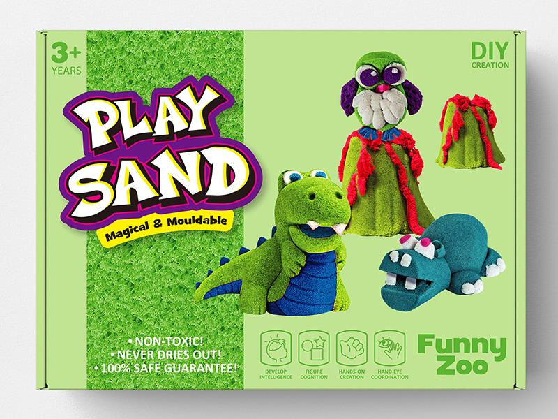 Animal Space Soil Play Set(750g Sand/3 Colors + Accessories)