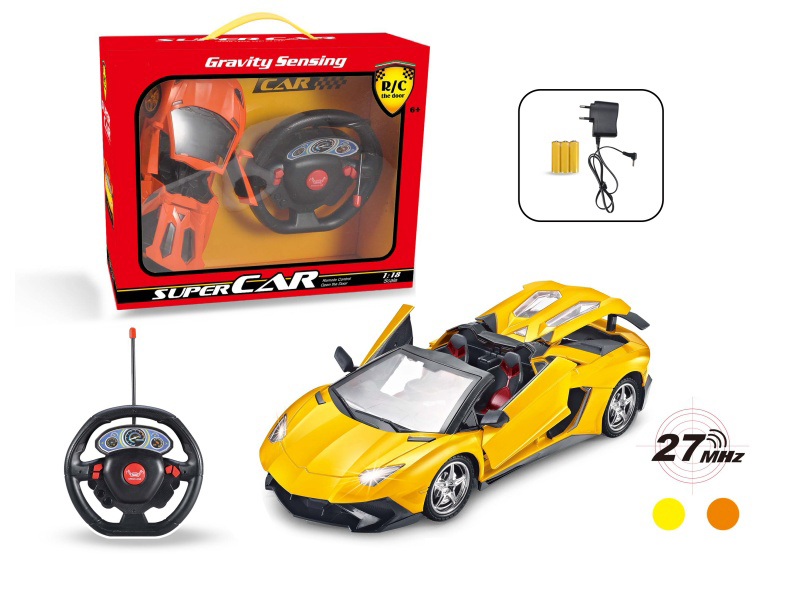 1:18 Lamborghini Convertible Remote Control Car With Three Doors Open (Equipped With A Large Steering Wheel Remote Control, Charger, Rechargeable Battery)