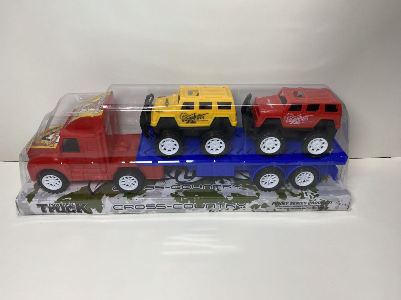 Two Inertial Flatbed Towing Humvees