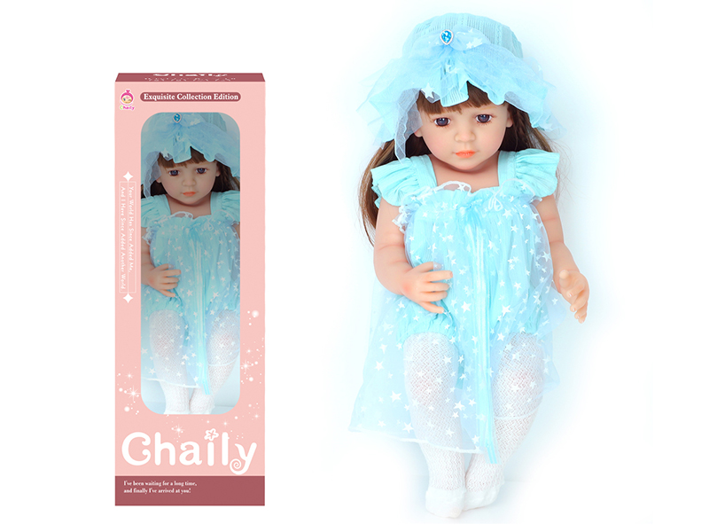 55CM Soft Glue Reborn Baby Doll(Machine Hair Transplant)With Diaper, Birth Card, Hat