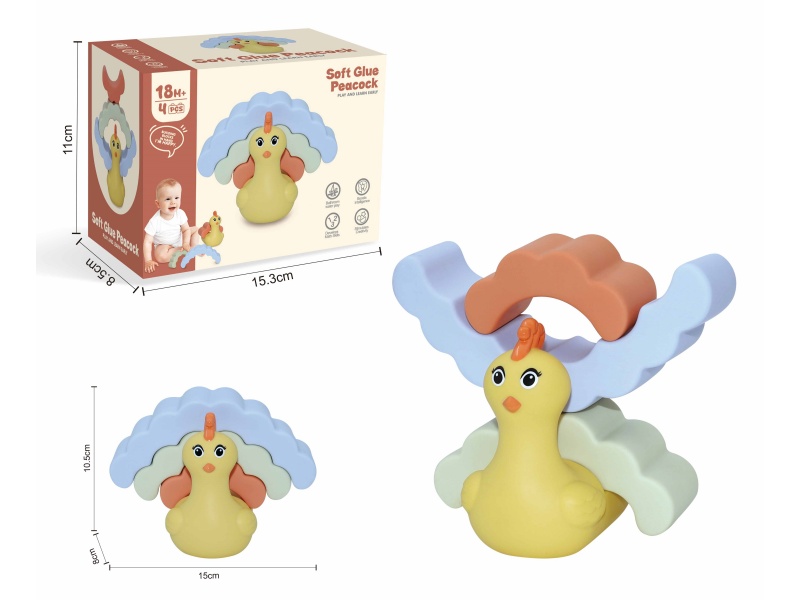 Soft Glue Peacock Stacking Toy 4pcs