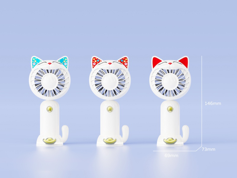 Fortune Cat Handheld Fan With Base
