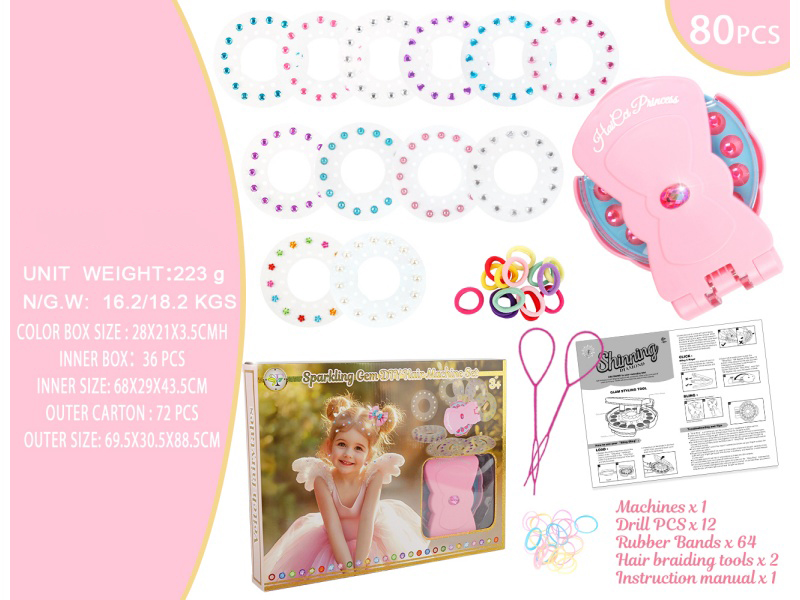 80Pcs Hair Pink Bow Nail Drill