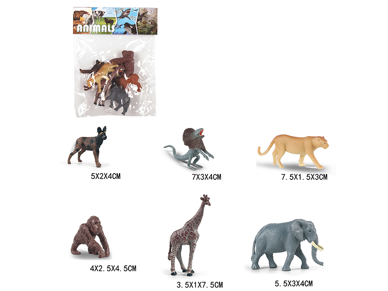 Solid Mini Wild Animal Set 6pcs