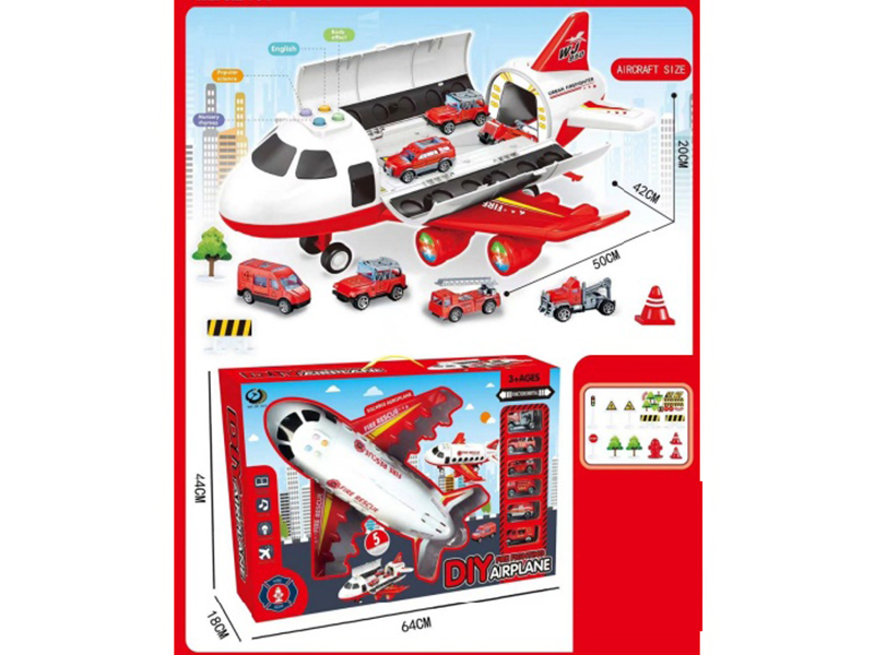 Fire Storage Aircraft With Lights And Music And 6 Cars With Maps