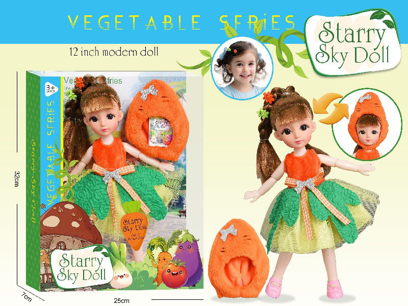 Starry Sky Princess Radish - 2 Pieces With Hairpin - 1 Piece Radish Hat - 1 Piece Wish Card - 12 Inches 30 Cm 11 Joints