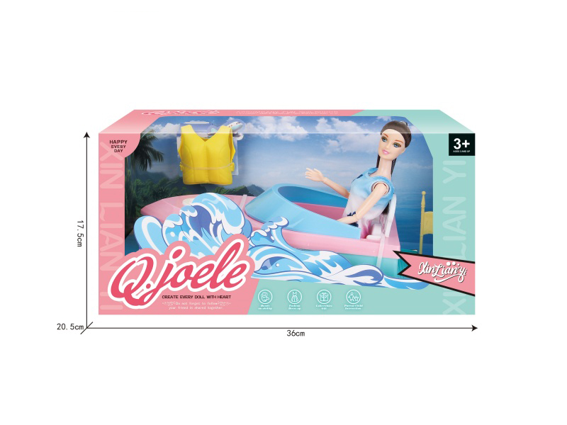 Joel 11.5-Inch Articulated Doll Speedboat Set