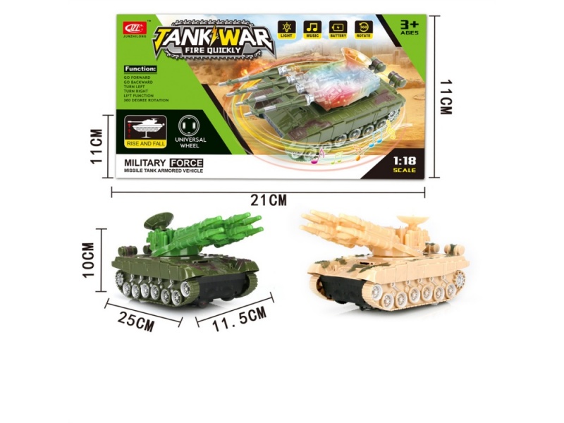 Electric Universal-Lift Tank Missile Gun  With Light And  Music