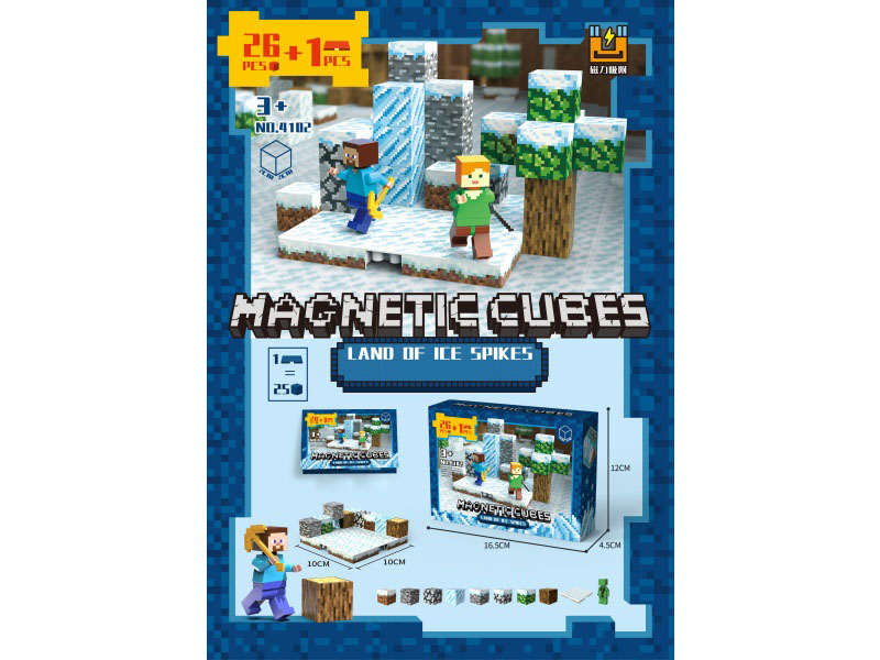 Land Of Ice Spikes Magnetic Cubes Building Blocks(26pcs + 1 Base Plate)