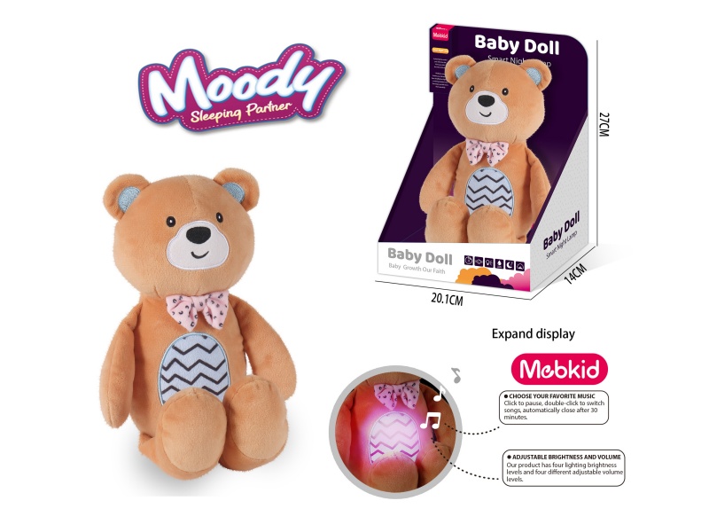 Smart Baby Plush Soothing Night Light (Teddy Bear) Plush Animal 3.7V/300Mah Lithium Battery (Fully Charged), Tepy-C Interface, 5V-1A