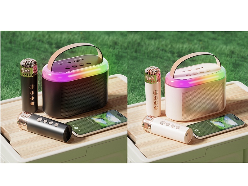 Wireless Bluetooth Karaoke Speaker With Lights(Double Microphone)