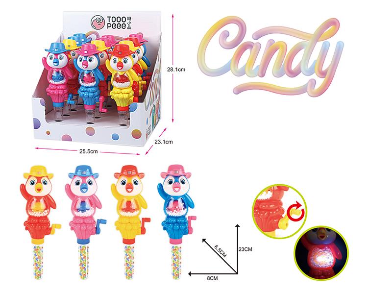 Hand-Cranked Penguin(With Lights)Candy Toys 12pcs