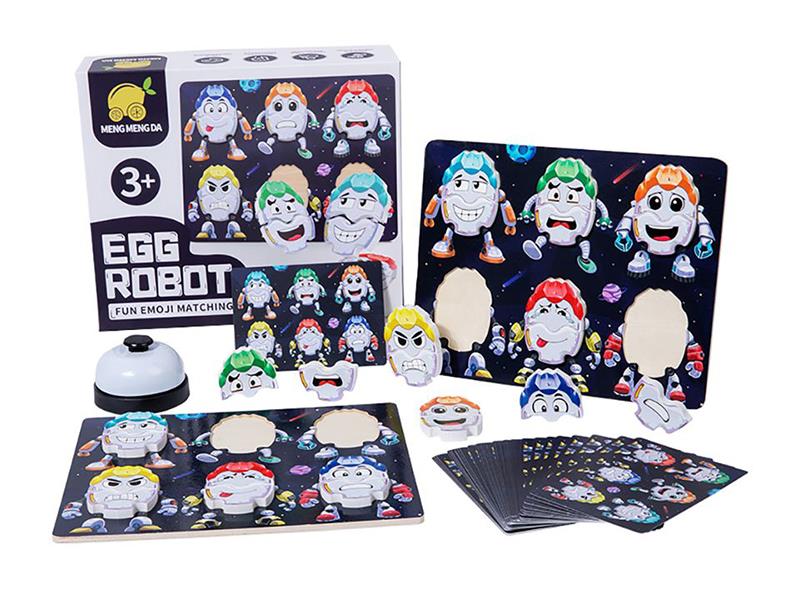 Wooden Egg Robot Emoji Matching Blocks