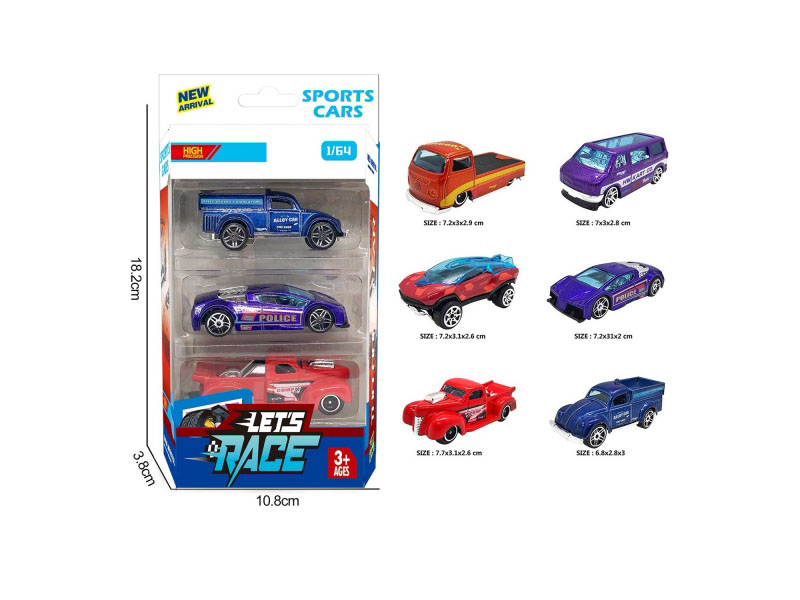 3 Pieces Of 6 1:64 Alloy Vehicles