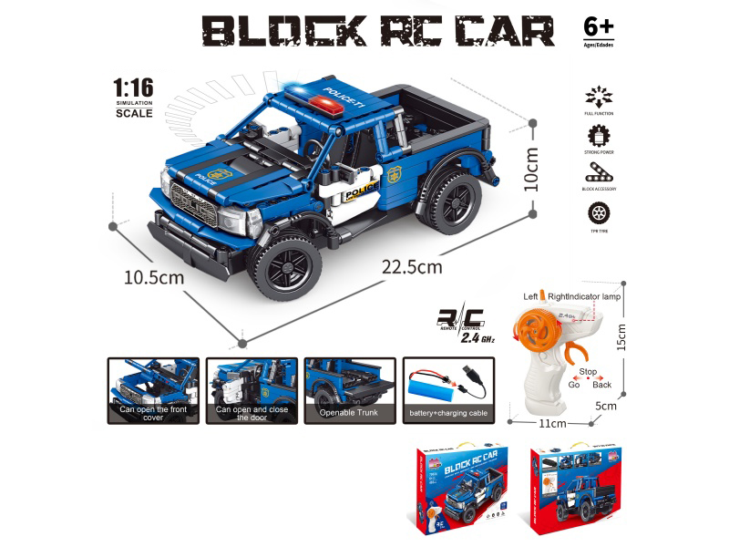 1:16 Building Block Remote Control Car - Raptor Police Car (Number Of Pieces: 403Pcs
