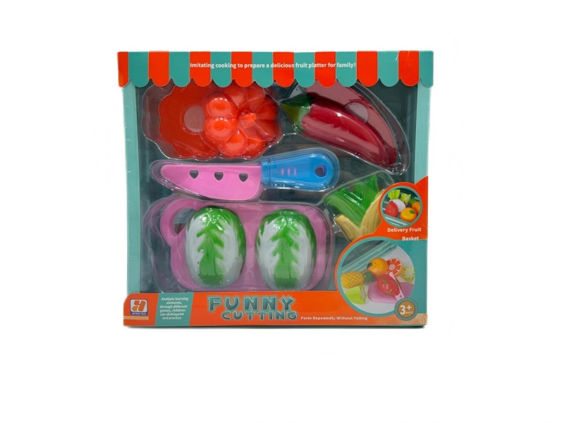 Simulated Wooden Frame Cutter Fun Vegetable House Set 10 Pcs.