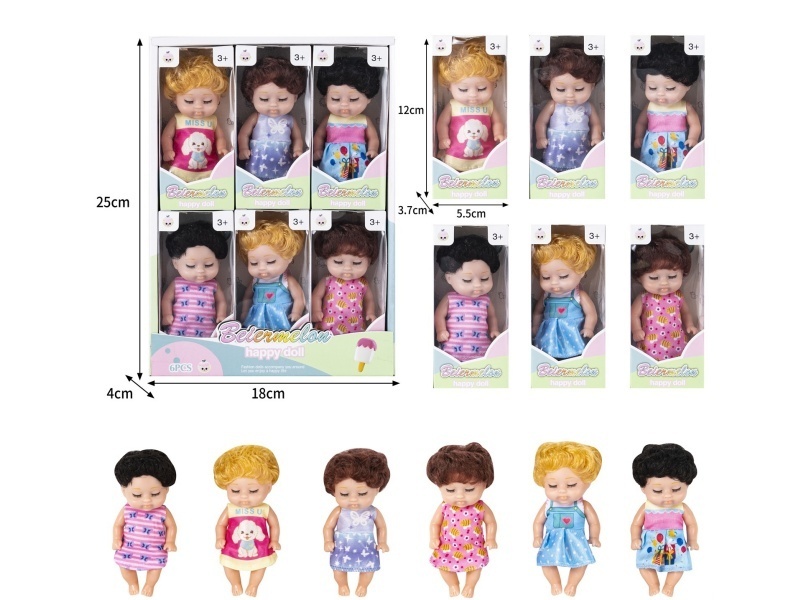 4-Inch Solid Sleeping Doll (6-Piece Set)
