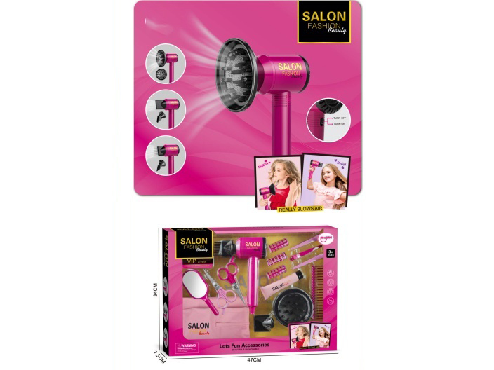 Family Play Toys Accessories Hair Styling Electric Hair Dryer Set (18 Pcs)