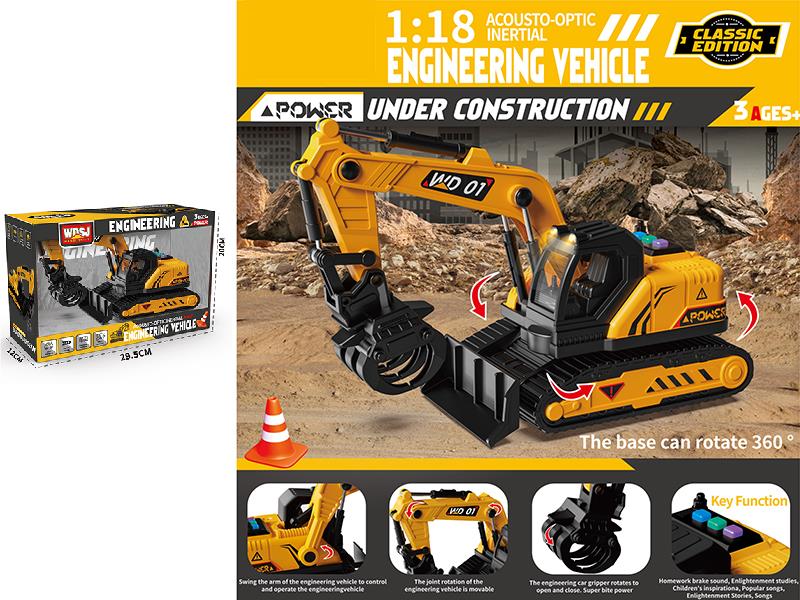 1:18 Friction Engineering Truck With Sound And Lights - Timber Grabber Excavator
