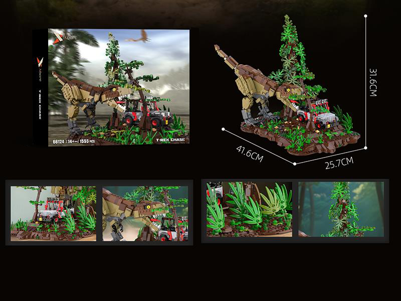 T-Rex Chase Scene Building Blocks 1555pcs