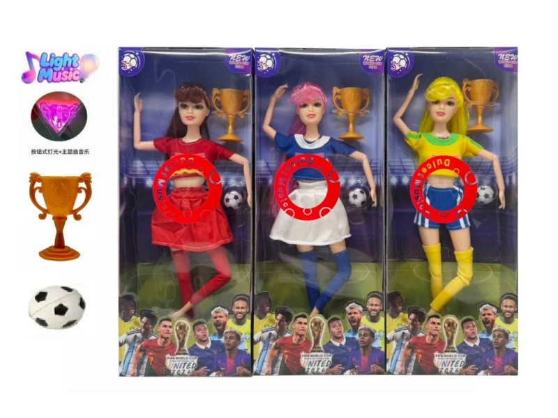 11.5-Inch 13-Joint Solid Body With Lights, Music, Theme Song, World Cup Female Star Football Strap, Football Blister Cover And Trophy