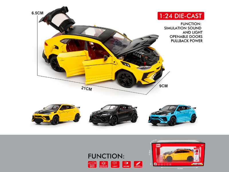 1:24 Lamborghini Mansory SUV Pull Back Alloy Car Model(6 Doors Can Opening, Sound And Lights)