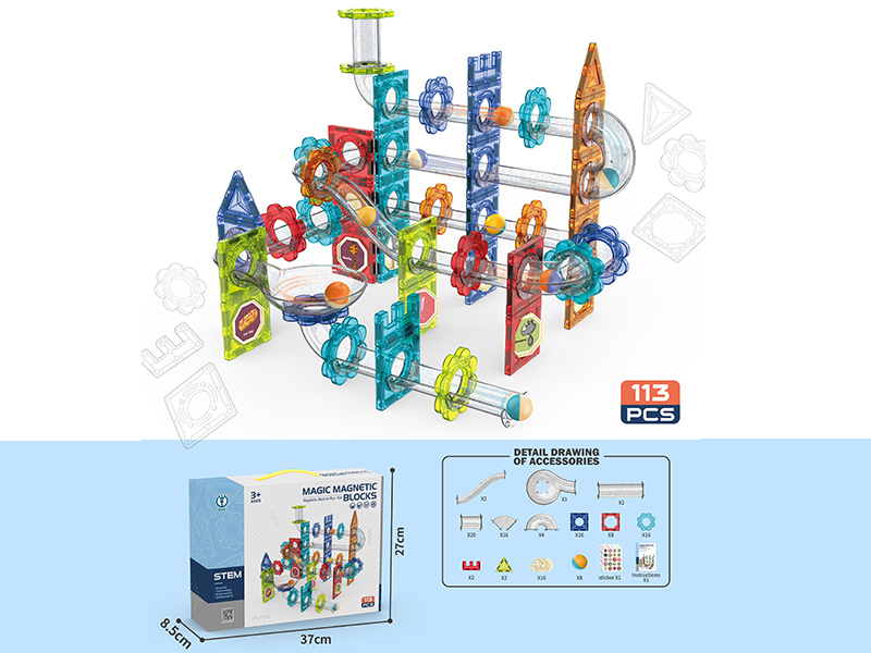 Magnetic Marble Run Building Blocks 113PCS