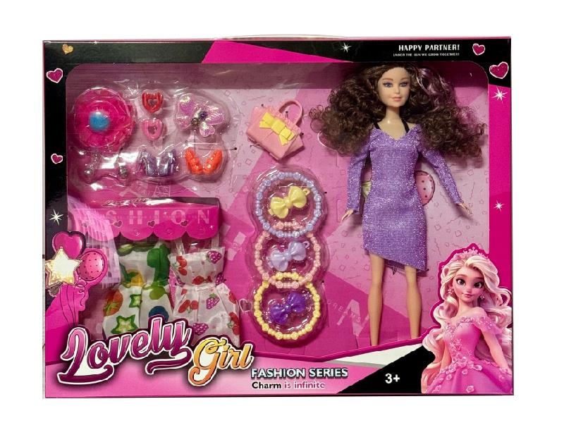 11.5" Solid Doll With Adornment Toys, Dress Up Set