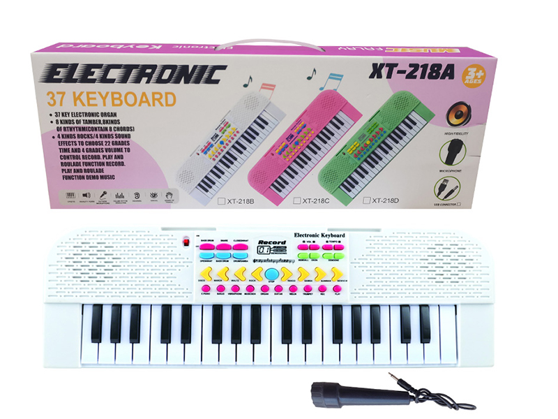 37 Keys Single Speaker Electronic Organ(White, With Microphone)