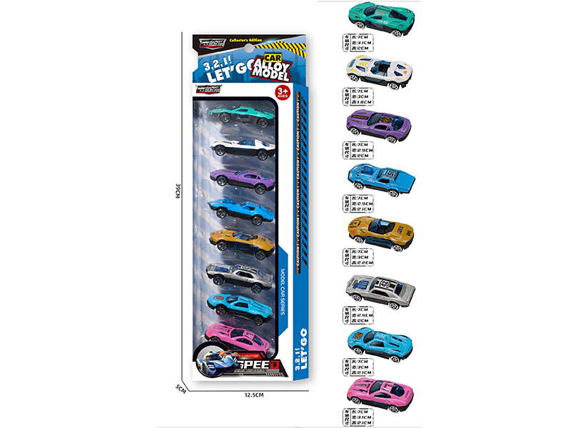 1:72 Slide Alloy Racing Cars 8pcs