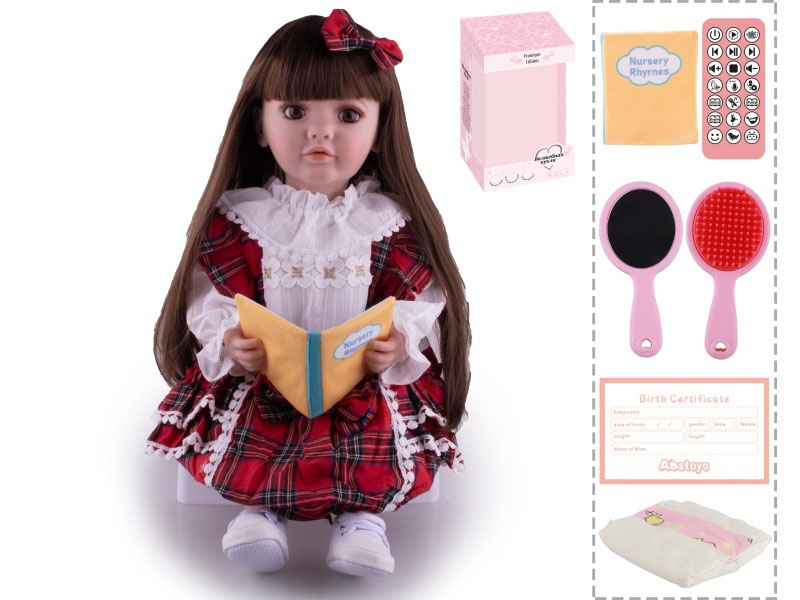 22-Inch Bionic Smart Rebirth Doll, Capable Of Bionic Shaking Of The Head, Raising Of The Hand, Mouth Movement To Speak, Intelligent Dialogue, Recording, Imitating The Tongue, Oral Skills, Dance Music