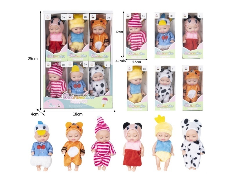 4-Inch Solid Sleeping Doll (6-Piece Set)